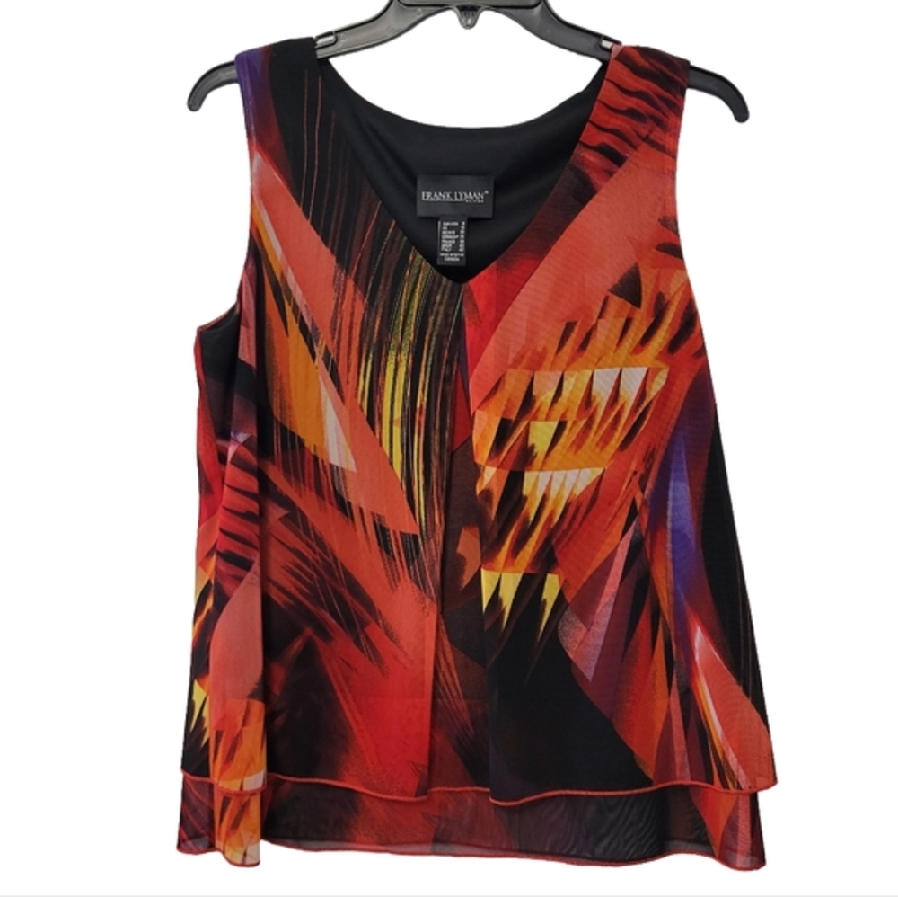 Frank Lyman Women's Sleeveless Blouse Top Size 8‎ Flowy Abstract Art Office